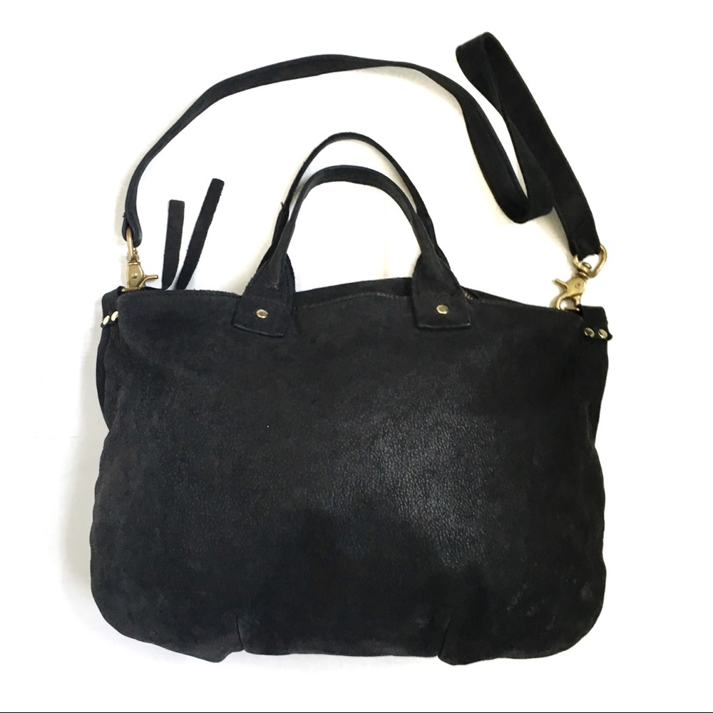 Clare V. Black Suede Leather Crossbody Satchel Bag - Picture 2 of 15